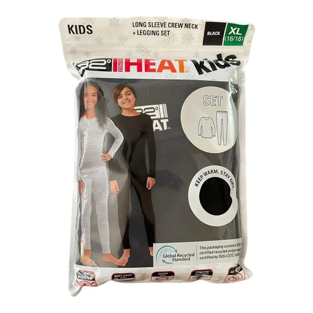 32 Degrees Heat LONG SLEEVE CREW NECK + LEGGING SET Unisex Size: XL (16-18)